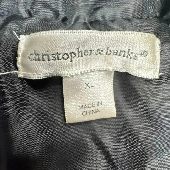 Christopher & Banks Black & White Knit with Faux Fur Trim Stand up Collar Sz XL - Picture 12 of 14